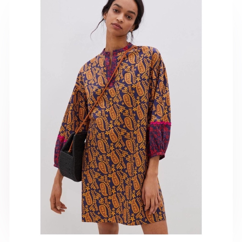Anthropologie Sachin & Babi Celestine Oversized Tunic Dress Paisley Boho Sz XS